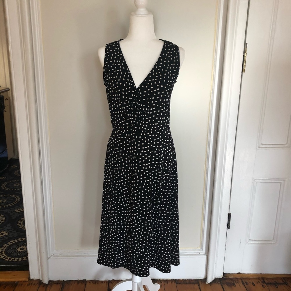 Leota Sleeveless Faux Wrap Midi Dress